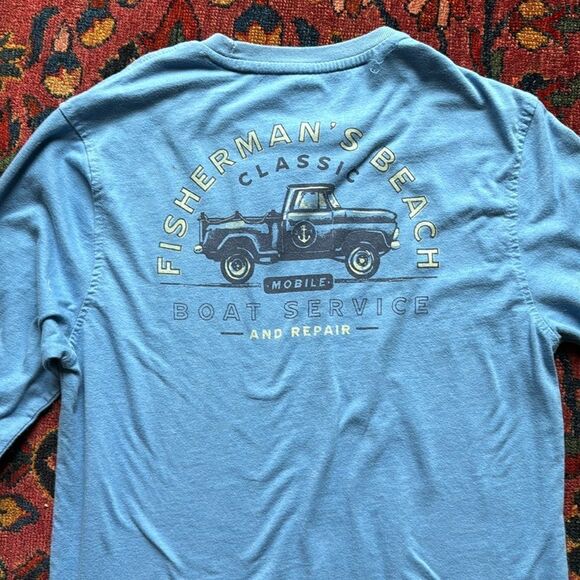 IZOD Saltwater Relaxed Classic Long Sleeve Tshirt Shirt Retro Fisherman Small - Picture 4 of 7